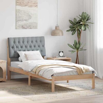 vidaXL Bettgestell mit gepolstertem Kopfteil Braun 90 x 190 cm vidaXL Bettgestell mit gepolstertem Kopfteil Braun 90 x 190 cm