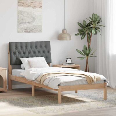 vidaXL Bettgestell mit gepolstertem Kopfteil Braun 90 x 190 cm vidaXL Bettgestell mit gepolstertem Kopfteil Braun 90 x 190 cm