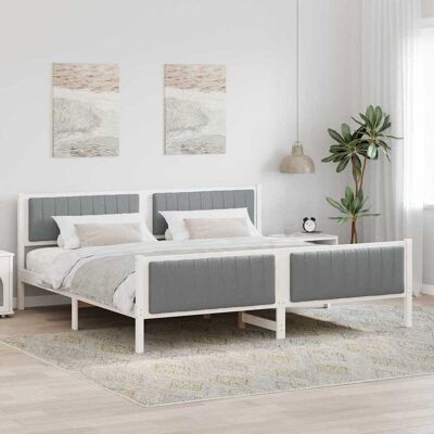 vidaXL Bettgestell Weiß und Hellgrau 200 x 200 cm Massivholz Kiefer vidaXL Bettgestell Weiß und Hellgrau 200 x 200 cm Massivholz Kiefer