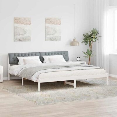 vidaXL Bettgestell Weiß und Hellgrau 200 x 200 cm Massivholz Kiefer vidaXL Bettgestell Weiß und Hellgrau 200 x 200 cm Massivholz Kiefer