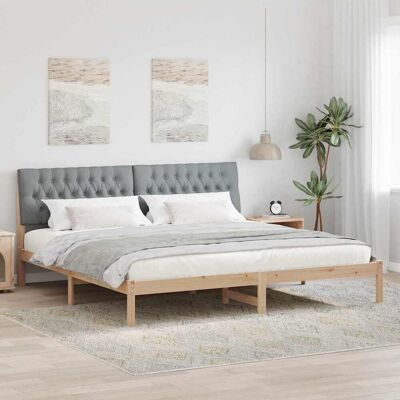 vidaXL Bettgestell mit gepolstertem Kopfteil Braun 200 x 200 cm vidaXL Bettgestell mit gepolstertem Kopfteil Braun 200 x 200 cm