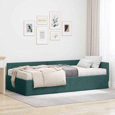 vidaXL Eckbettgestell mit Matratze Sonstiges 2 pcs Grün Stoff vidaXL Eckbettgestell mit Matratze Sonstiges 2 pcs Grün Stoff