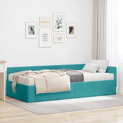 vidaXL Eckbettgestell mit Matratze Sonstiges 2 pcs Türkis Samt vidaXL Eckbettgestell mit Matratze Sonstiges 2 pcs Türkis Samt