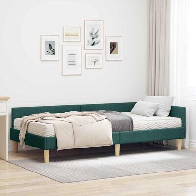 vidaXL Eckbettgestell mit Matratze mit Matratze 2 pcs Grün Stoff vidaXL Eckbettgestell mit Matratze mit Matratze 2 pcs Grün Stoff
