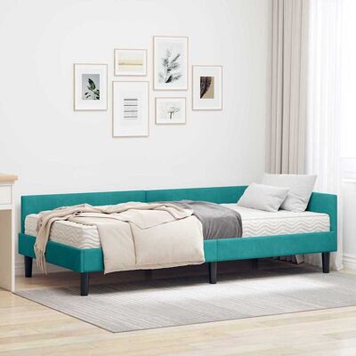 vidaXL Eckbettgestell mit Matratze Sonstiges 2 pcs Türkis Samt vidaXL Eckbettgestell mit Matratze Sonstiges 2 pcs Türkis Samt