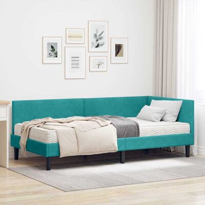 vidaXL Eckbettgestell mit Matratze Sonstiges 2 pcs Türkis Samt vidaXL Eckbettgestell mit Matratze Sonstiges 2 pcs Türkis Samt