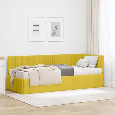 vidaXL Eckbettgestell mit Matratze mit Kopfteil 2 pcs Gelb Samt vidaXL Eckbettgestell mit Matratze mit Kopfteil 2 pcs Gelb Samt