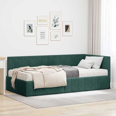 vidaXL Eckbettgestell mit Matratze mit Kopfteil 2 pcs Grün Samt vidaXL Eckbettgestell mit Matratze mit Kopfteil 2 pcs Grün Samt