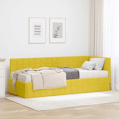 vidaXL Eckbettgestell mit Matratze mit Kopfteil 2 pcs Gelb Samt vidaXL Eckbettgestell mit Matratze mit Kopfteil 2 pcs Gelb Samt