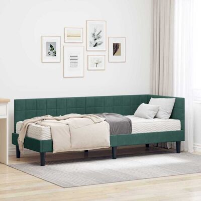 vidaXL Eckbettgestell mit Matratze mit Kopfteil 2 pcs Grün Samt vidaXL Eckbettgestell mit Matratze mit Kopfteil 2 pcs Grün Samt