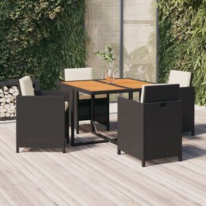 vidaXL 5-tlg. Garten-Essgruppe mit Kissen Poly Rattan Schwarz vidaXL 5-tlg. Garten-Essgruppe mit Kissen Poly Rattan Schwarz