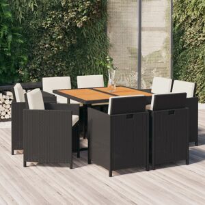 vidaXL 9-tlg. Garten-Essgruppe mit Kissen Poly Rattan Schwarz vidaXL 9-tlg. Garten-Essgruppe mit Kissen Poly Rattan Schwarz
