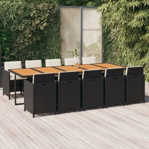 vidaXL 11-tlg. Garten-Essgruppe mit Kissen Poly Rattan Schwarz vidaXL 11-tlg. Garten-Essgruppe mit Kissen Poly Rattan Schwarz