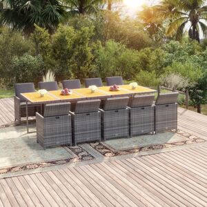 vidaXL 11-tlg. Garten-Essgruppe mit Auflagen Poly Rattan Grau vidaXL 11-tlg. Garten-Essgruppe mit Auflagen Poly Rattan Grau