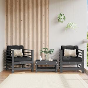 vidaXL Gartenstühle mit Kissen 2 Stk. Grau Massivholz Kiefer vidaXL Gartenstühle mit Kissen 2 Stk. Grau Massivholz Kiefer