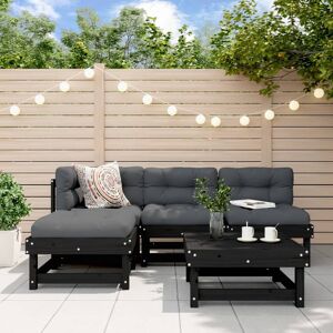 vidaXL 5-tlg. Garten-Lounge-Set Schwarz Massivholz Kiefer