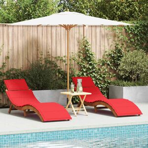 vidaXL Sonnenliege Set mit 2 Braun, Rot Massivholz Akazie, Stoff Brown - Sonnenliege vidaXL Sonnenliege Set mit 2 Braun, Rot Massivholz Akazie, Stoff Brown - Sonnenliege