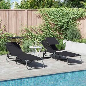 vidaXL Klappbare Sonnenliege 2 pcs Schwarz 190 x 57 x 81 cm Oxford vidaXL Klappbare Sonnenliege 2 pcs Schwarz 190 x 57 x 81 cm Oxford