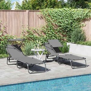 vidaXL Klappbare Sonnenliege 2 pcs Grau 190 x 57 x 81 cm Oxford vidaXL Klappbare Sonnenliege 2 pcs Grau 190 x 57 x 81 cm Oxford