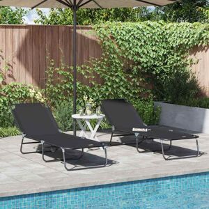 vidaXL Klappbare Sonnenliege 2 pcs Schwarz 188 x 57 x 86,5 cm vidaXL Klappbare Sonnenliege 2 pcs Schwarz 188 x 57 x 86,5 cm