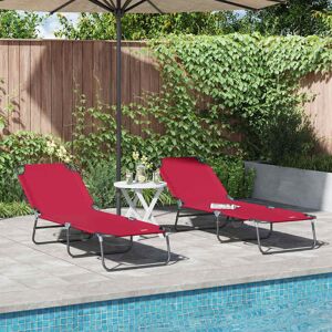 vidaXL Klappbare Sonnenliege 2 pcs Rot 188 x 57 x 86,5 cm Polyester vidaXL Klappbare Sonnenliege 2 pcs Rot 188 x 57 x 86,5 cm Polyester