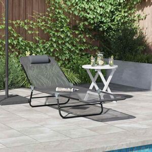 vidaXL Klappbare Sonnenliege Grau 182 x 55 x 85,5 cm Textilene vidaXL Klappbare Sonnenliege Grau 182 x 55 x 85,5 cm Textilene