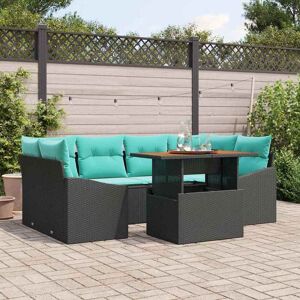 vidaXL Garten Essgruppe mit Kissen 7 pcs Schwarz und Teal vidaXL Garten Essgruppe mit Kissen 7 pcs Schwarz und Teal