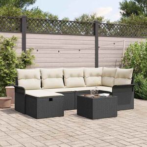 vidaXL Gartensofa-set mit Kissen mit Speicher 7 pcs Poly Rattan vidaXL Gartensofa-set mit Kissen mit Speicher 7 pcs Poly Rattan