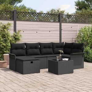 vidaXL Gartensofa-set mit Kissen mit Speicher 7 pcs Poly Rattan vidaXL Gartensofa-set mit Kissen mit Speicher 7 pcs Poly Rattan