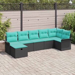 vidaXL Gartensofa-set mit Kissen mit Speicher 7 pcs Poly Rattan vidaXL Gartensofa-set mit Kissen mit Speicher 7 pcs Poly Rattan