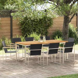vidaXL Garten Essgruppe 9 pcs Massives Teakholz und Edelstahl vidaXL Garten Essgruppe 9 pcs Massives Teakholz und Edelstahl