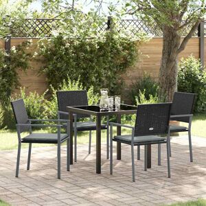vidaXL Garten Essgruppe 5 pcs Schwarz und Hellgrau PE-Rattan vidaXL Garten Essgruppe 5 pcs Schwarz und Hellgrau PE-Rattan