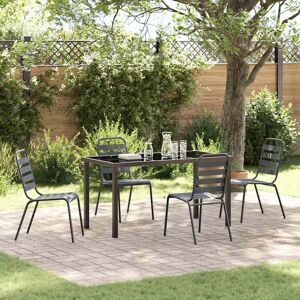vidaXL Garten Essgruppe 5 pcs Anthrazit Pulverbeschichteter Stahl vidaXL Garten Essgruppe 5 pcs Anthrazit Pulverbeschichteter Stahl