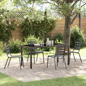 vidaXL Garten Essgruppe 5 pcs Anthrazit Pulverbeschichteter Stahl vidaXL Garten Essgruppe 5 pcs Anthrazit Pulverbeschichteter Stahl