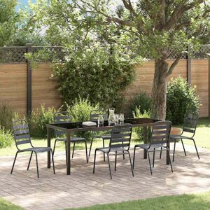 vidaXL Garten Essgruppe 7 pcs Anthrazit Pulverbeschichteter Stahl vidaXL Garten Essgruppe 7 pcs Anthrazit Pulverbeschichteter Stahl