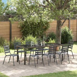 vidaXL Garten Essgruppe 9 pcs Anthrazit Pulverbeschichteter Stahl vidaXL Garten Essgruppe 9 pcs Anthrazit Pulverbeschichteter Stahl