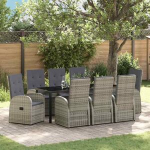 vidaXL Garten Essgruppe mit Kissen 9 pcs Grau Poly-Rattan vidaXL Garten Essgruppe mit Kissen 9 pcs Grau Poly-Rattan