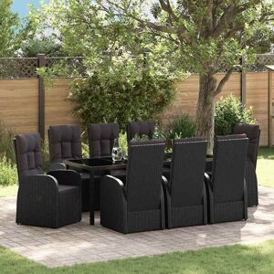 vidaXL Garten Essgruppe mit Kissen 9 pcs Schwarz Poly-Rattan vidaXL Garten Essgruppe mit Kissen 9 pcs Schwarz Poly-Rattan