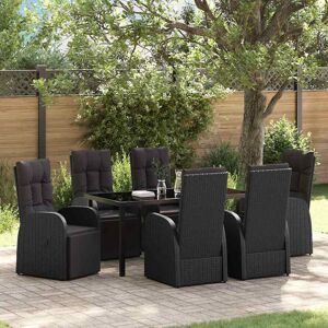 vidaXL Garten Essgruppe mit Kissen 7 pcs Schwarz Poly-Rattan vidaXL Garten Essgruppe mit Kissen 7 pcs Schwarz Poly-Rattan