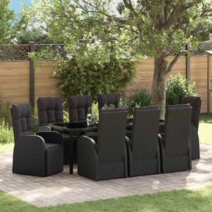 vidaXL Garten Essgruppe mit Kissen 9 pcs Schwarz Poly-Rattan vidaXL Garten Essgruppe mit Kissen 9 pcs Schwarz Poly-Rattan