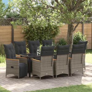 vidaXL Garten Essgruppe mit Kissen 9 pcs Grau Poly-Rattan vidaXL Garten Essgruppe mit Kissen 9 pcs Grau Poly-Rattan