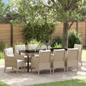 vidaXL Garten Essgruppe mit Kissen 9 pcs Beige Poly-Rattan vidaXL Garten Essgruppe mit Kissen 9 pcs Beige Poly-Rattan