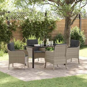 vidaXL Garten Essgruppe mit Kissen 5 pcs Hellgrau Poly-Rattan vidaXL Garten Essgruppe mit Kissen 5 pcs Hellgrau Poly-Rattan
