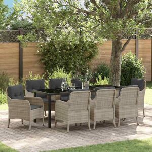 vidaXL Garten Essgruppe mit Kissen 9 pcs Hellgrau Poly-Rattan vidaXL Garten Essgruppe mit Kissen 9 pcs Hellgrau Poly-Rattan