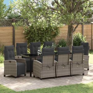 vidaXL Garten Essgruppe mit Kissen 9 pcs Grau Poly-Rattan vidaXL Garten Essgruppe mit Kissen 9 pcs Grau Poly-Rattan