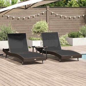 vidaXL Sonnenliege 3 pcs Braun 197 x 70 x 82 cm Poly-Rattan vidaXL Sonnenliege 3 pcs Braun 197 x 70 x 82 cm Poly-Rattan