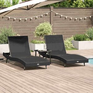 vidaXL Sonnenliege 3 pcs Schwarz 197 x 70 x 82 cm Poly-Rattan vidaXL Sonnenliege 3 pcs Schwarz 197 x 70 x 82 cm Poly-Rattan