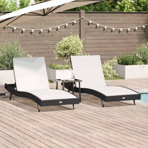 vidaXL Sonnenliege 3 pcs Schwarz und Weiß 197 x 70 x 82 cm Poly-Rattan vidaXL Sonnenliege 3 pcs Schwarz und Weiß 197 x 70 x 82 cm Poly-Rattan