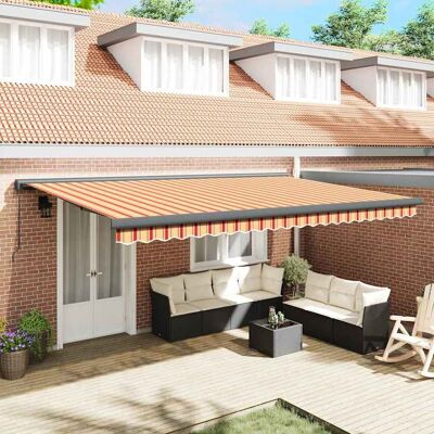 vidaXL Markise Einziehbar Gelb und Weiß 5x3 m Stoff und Aluminium vidaXL Markise Einziehbar Gelb und Weiß 5x3 m Stoff und Aluminium
