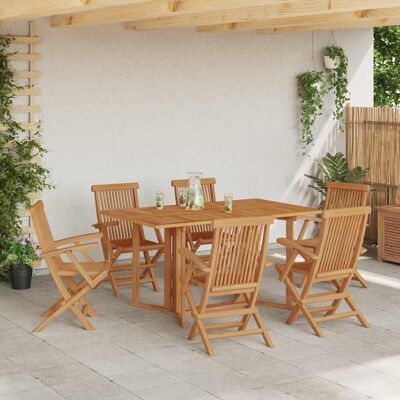 vidaXL Garten Essgruppe 7 pcs Braun Massivholz Teak vidaXL Garten Essgruppe 7 pcs Braun Massivholz Teak